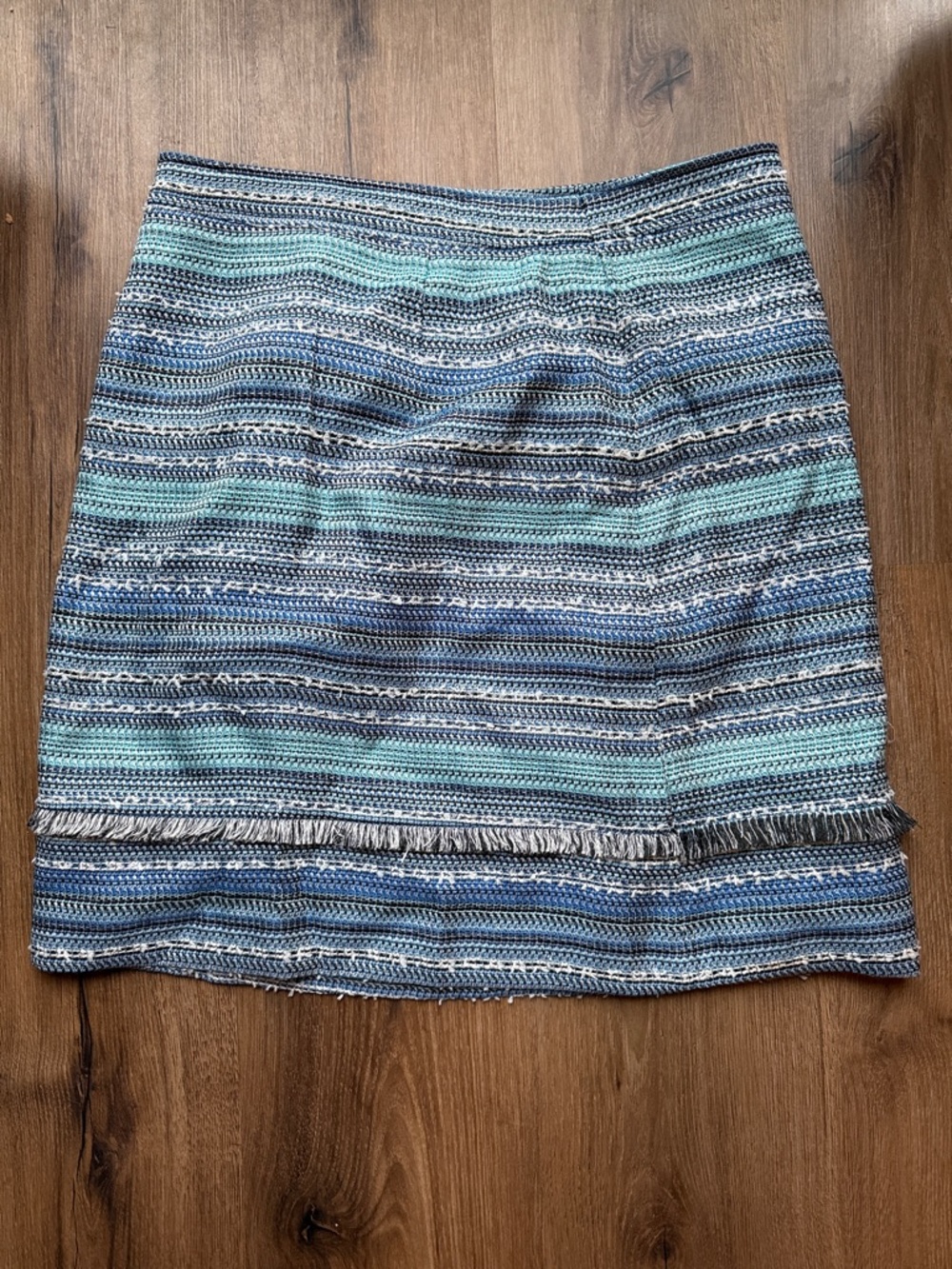 Blue Striped Fringe Hem Women's Skirt